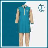 Premium Teal & Beige Traditional Kameez Shalwar Set