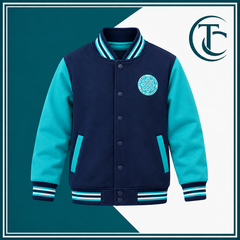 Girls Navy & Teal Varsity Winter Jacket