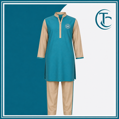 Premium Teal & Beige Traditional Kameez Shalwar Set