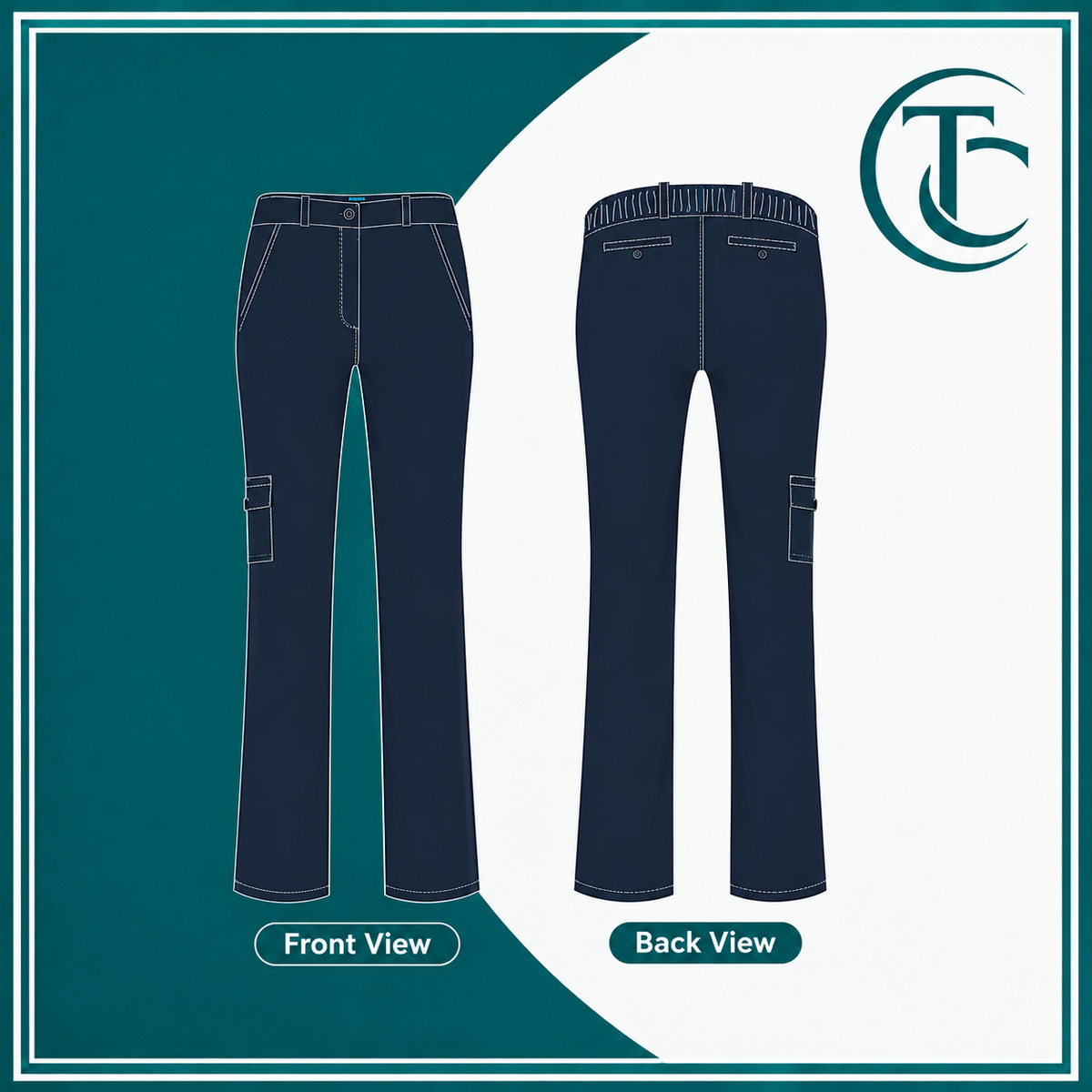 Pak Turk Boys Cargo Pants  (Waist) – Front & Back View