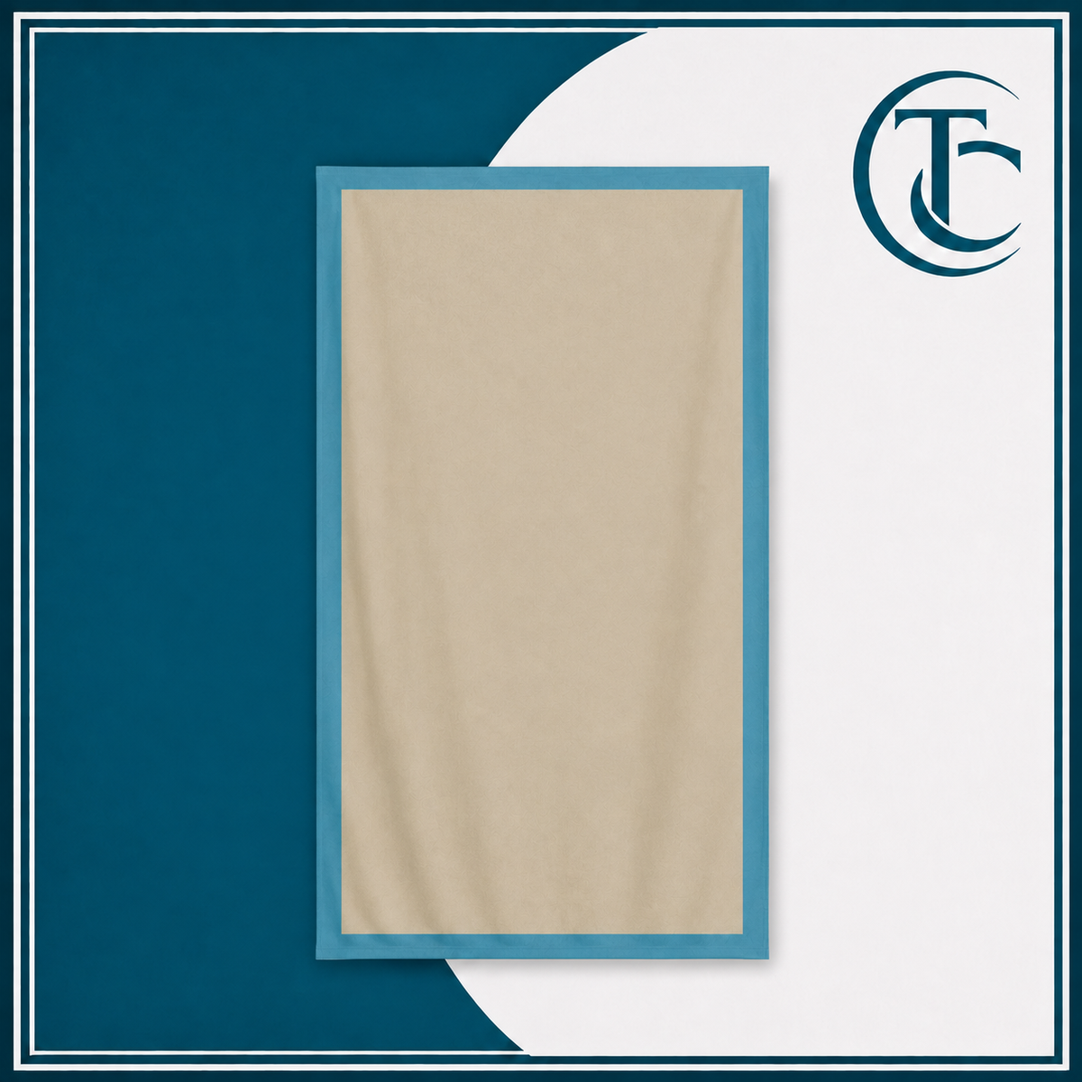 Girls’ Beige Fabric Dubatta  – Premium Teal Border Design